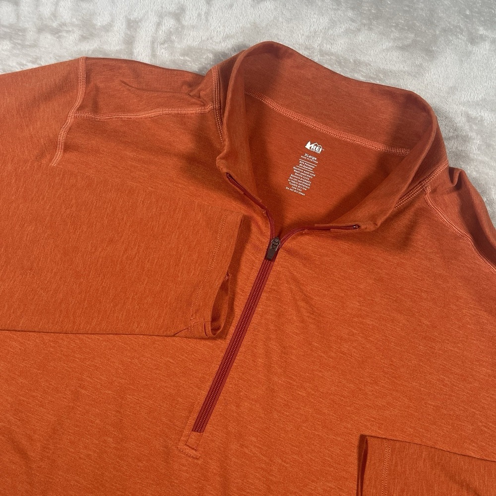 REI Coop Midweight Base Layer Half-Zip Top Sweatshirt Mens XL Orange Performance
